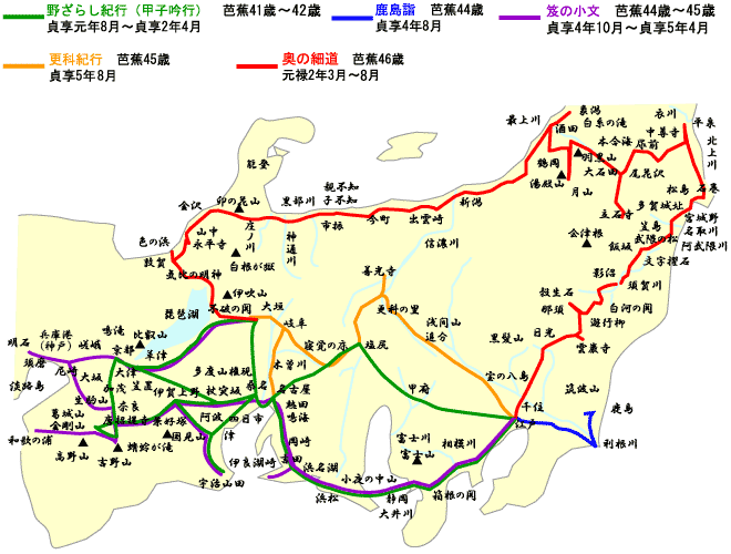 芭蕉の行程全体図